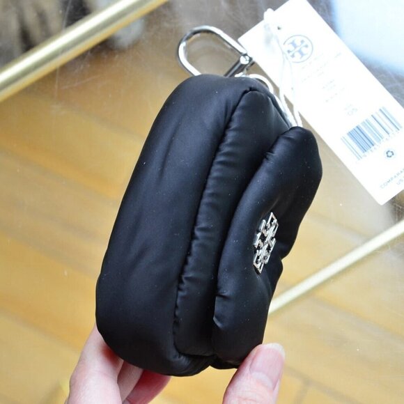 Tory Burch Britten Nylon Puffy Card Case Black - Picture 8 of 8